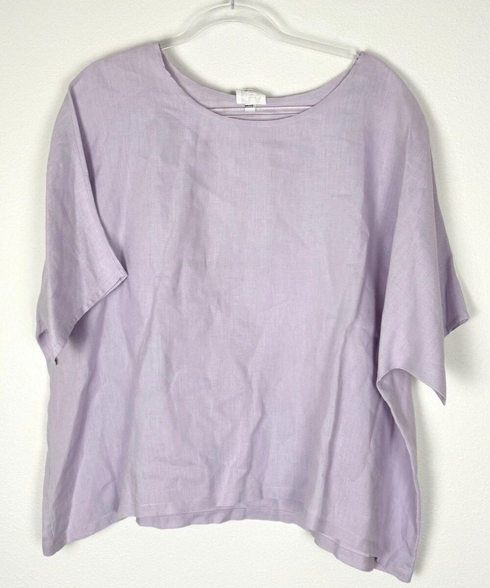 PLANET by Lauren G Shirt Women’s One Size Relaxed Top Nylon Purple Boxy